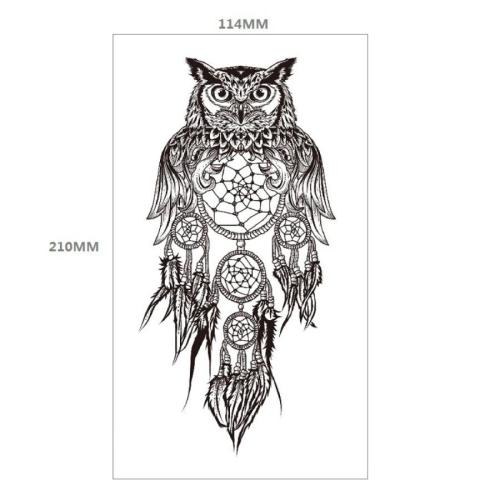Two pc owl dream catcher tattoo stickers 114*210mm