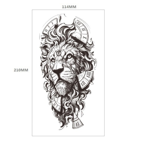 Two pc the clock lion tattoo stickers 114*210mm