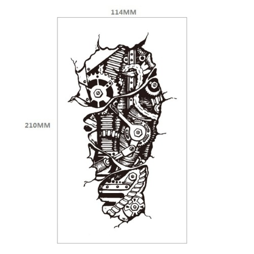 Two pc mechanical gear tattoo stickers 114*210mm