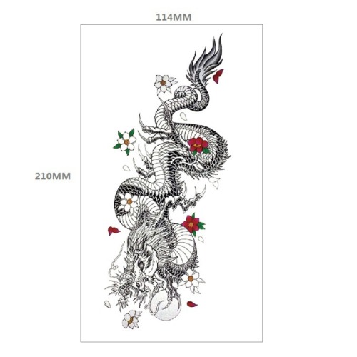 Two pc dragon flowers tattoo stickers 114*210mm