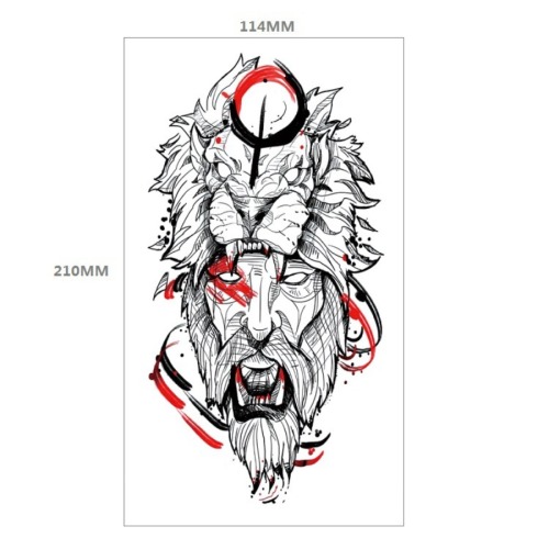 Two pc double lion head tattoo stickers 114*210mm