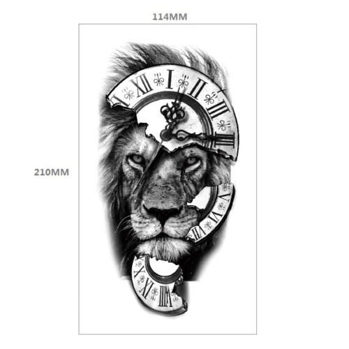 Two pc broken clock lion tattoo stickers 114*210mm