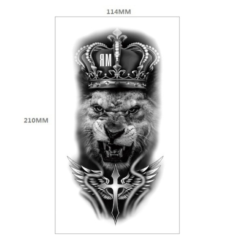 Two pc tiger crown cross tattoo stickers 114*210mm