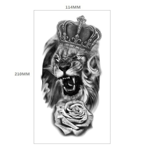Two pc crown lion flower tattoo stickers 114*210mm