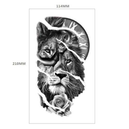 Two pc broken lion flower tattoo stickers 114*210mm