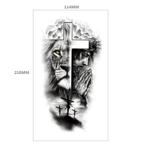 Two pc lion cross tattoo stickers 114*210mm