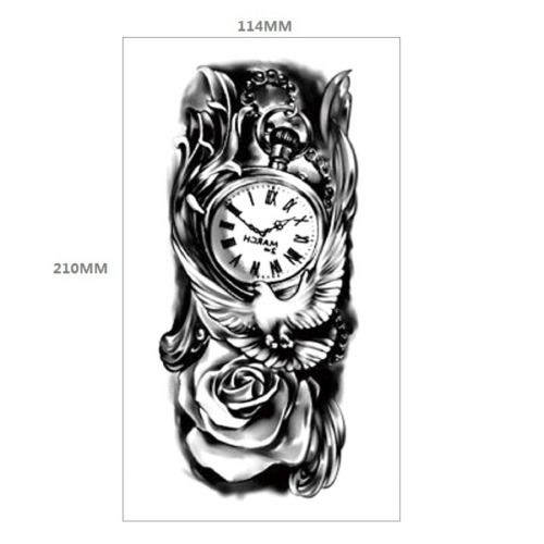 Two pc clock dove flowers tattoo stickers 114*210mm
