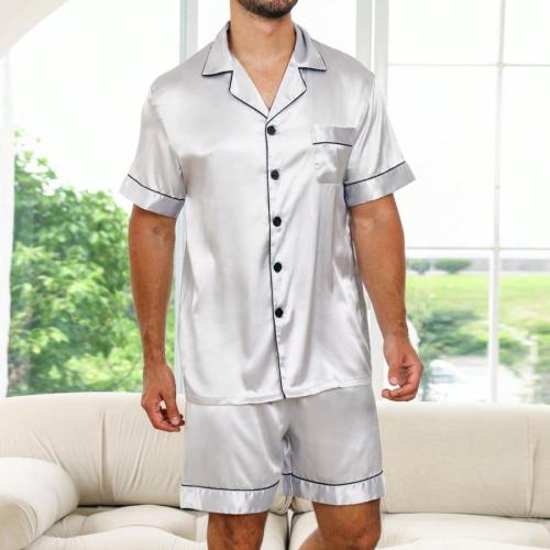 Casual plus size non-stretch imitation silk breathable thin shorts set