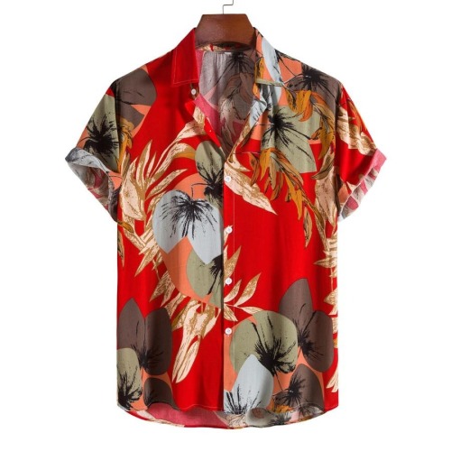 Casual plus size non-stretch 4 colors batch printing short sleeve shirt