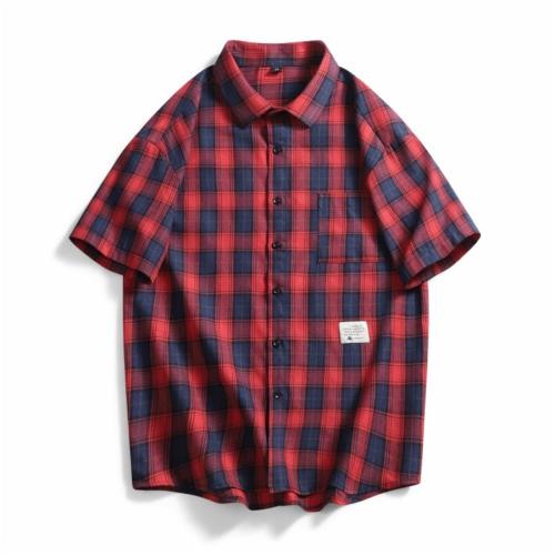 Casual plus size non-stretch plaid printed loose shirt size run small
