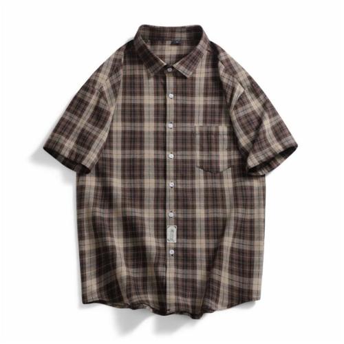 Casual plus size non-stretch plaid printed loose shirt size run small#1