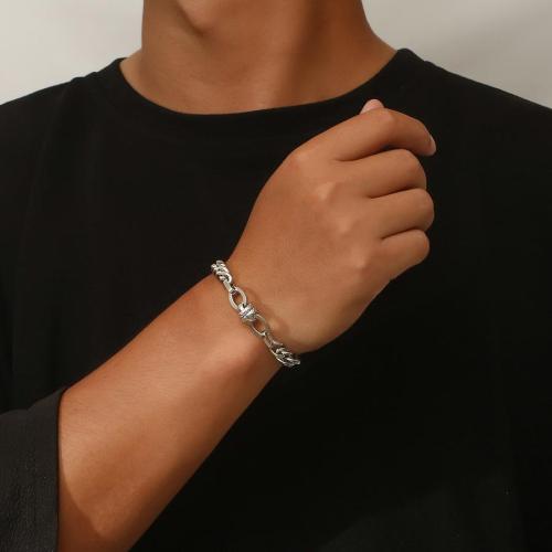 One pc stylish spliced cuban titanium steel bracelet (length:17cm)