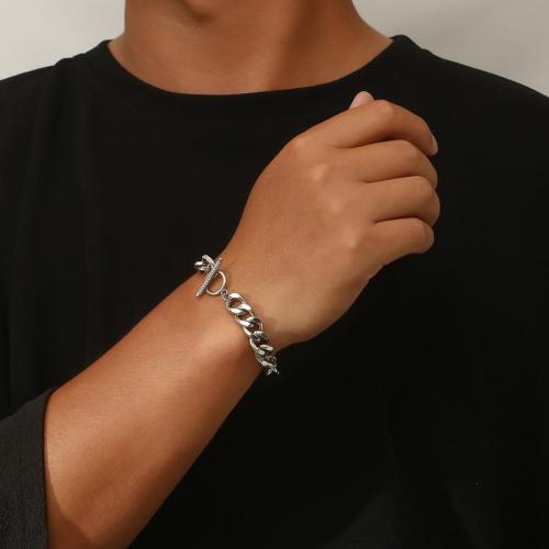 One pc simple new solid color titanium steel chain bracelet(length:21cm)