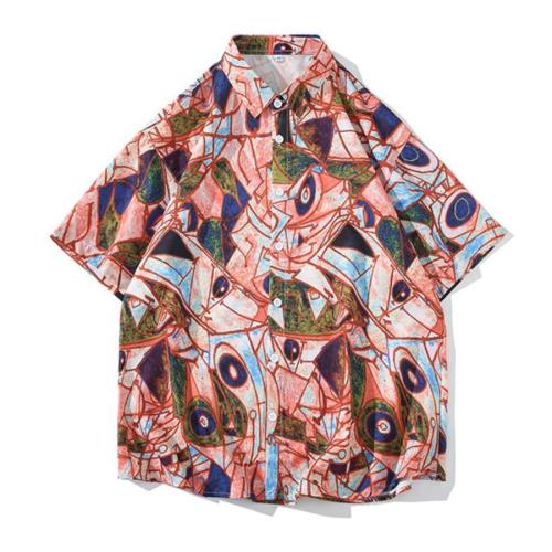 Casual plus size non-stretch batch printing loose shirt size run small