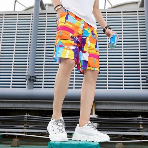 Casual plus size non-stretch multicolor print quick dry shorts size run small