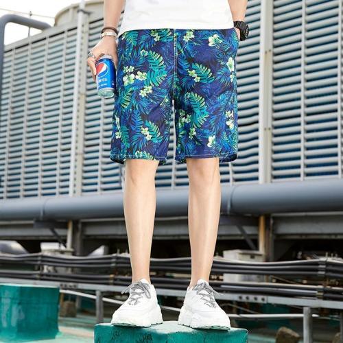 Casual plus size non-stretch leaf print quick dry shorts size run small#1