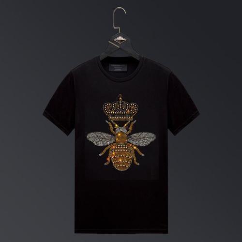 Casual plus size slight stretch rhinestone bee crown t-shirt size run small