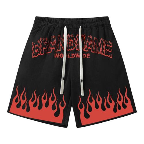 Casual non-stretch flame letter print all-match loose shorts