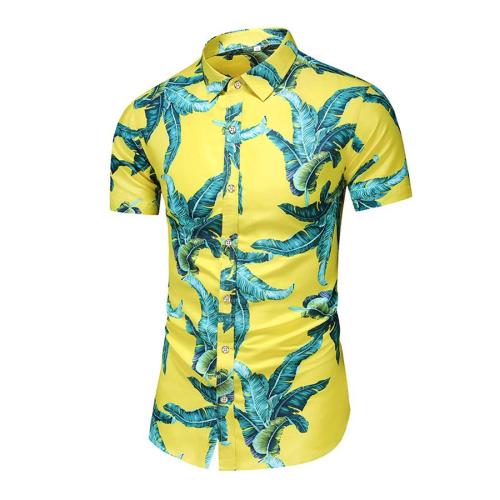 Stylish plus size non-stretch batch printing short sleeve shirt#6