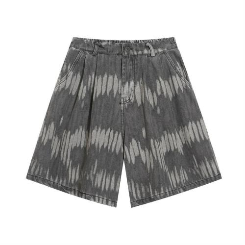 Stylish non-stretch contrast color stripe loose denim shorts size run small