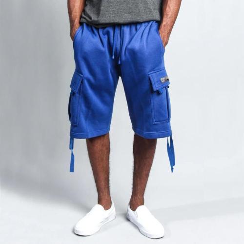 Casual plus size non-stretch solid color 7 colors straight cargo shorts