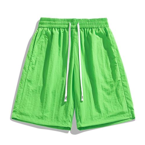 Casual plus size non-stretch solid color loose drawstring quick-drying shorts