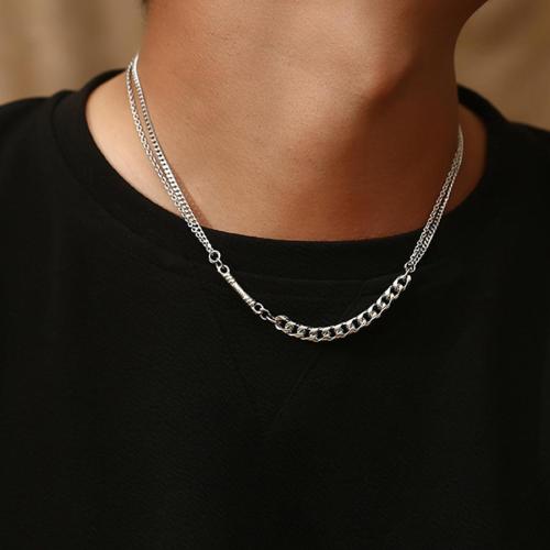 One pc stylish irregular chain splicing titanium steel necklace (length:60cm)