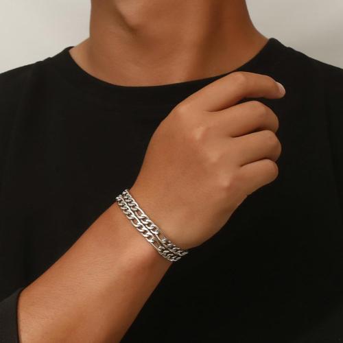 One pc new double chain adjustable titanium steel bracelet (length:21+3cm)