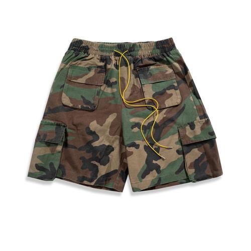 High street plus size non-stretch camo print loose multi-pocket shorts