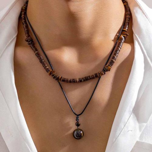 Two pc bohemia new thin coconut shell beads necklace (length:50cm)