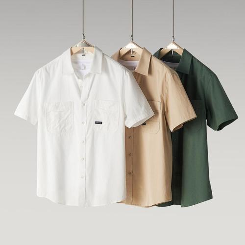 Casual plus size non-stretch solid color cotton breathable shirt size run small