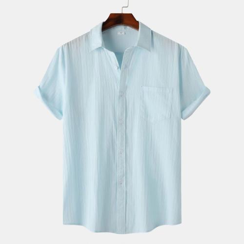 Casual plus size non-stretch solid 8 colors short-sleeved breathable shirt