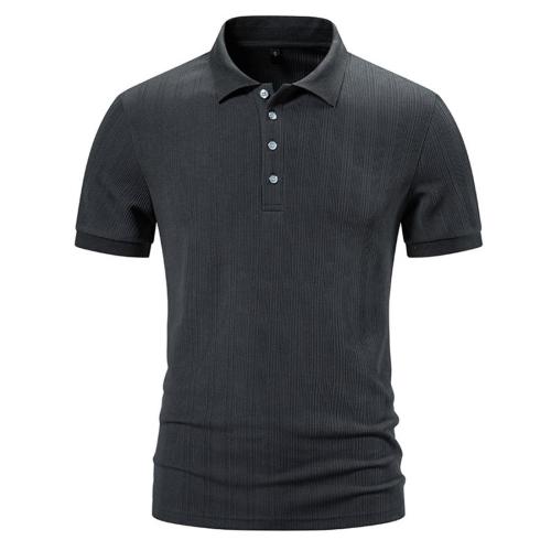 Casual plus size slight stretch jacquard short sleeve polo shirt