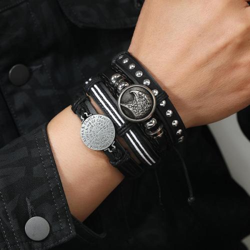 Twenty pcs punk style new alloy leather braid decor bracelets(mixed length)