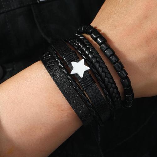 Four pcs punk style new alloy pentagon decor bracelets(mixed length)