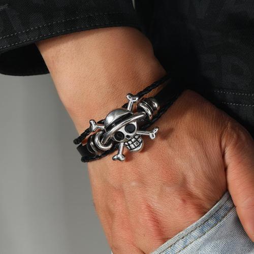 One pc punk style new alloy skull decor bracelets(length:21.5cm)