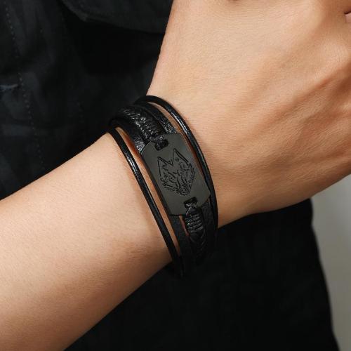 One pc retro new alloy decor leather braid bracelets(length:21.5cm)