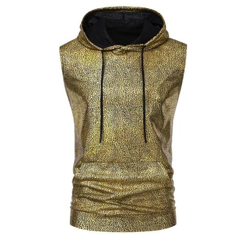 Stylish plus size non-stretch holographic printed hooded sleeveless vest