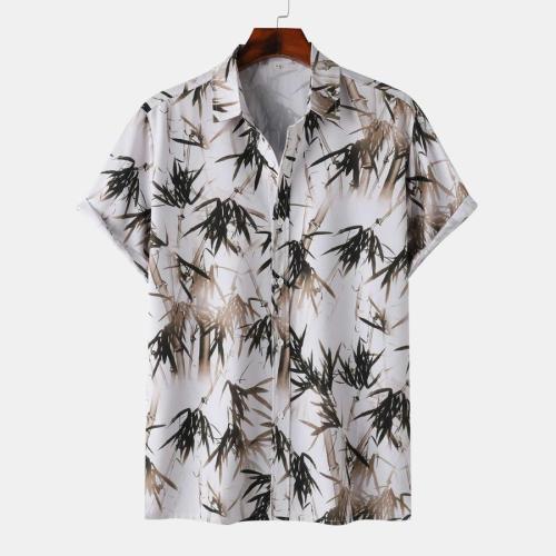 Casual plus size non-stretch batch printing short sleeve shirt#2