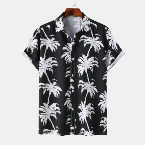 Casual plus size non-stretch batch printing short sleeve shirt#3