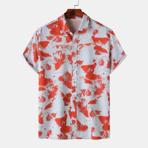 Casual plus size non-stretch tie-dye batch printing short sleeve shirt#1