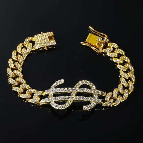 One pc hip hop new dollar design all-match alloy bracelets (length:21cm)