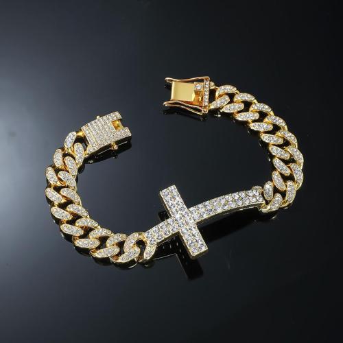 One pc punk new rhinestones cross alloy bracelets (length:21cm)