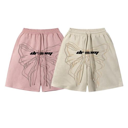 Casual non-stretch butterfly print suede straight shorts size run small