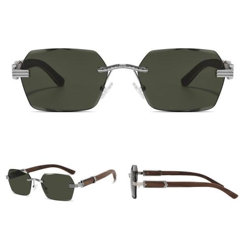 One pc new personality geometric rimless wood all-match uv protection sunglasses