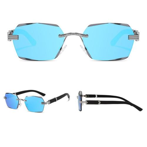 One pc personality wood thighs geometric rimless uv protection sunglasses