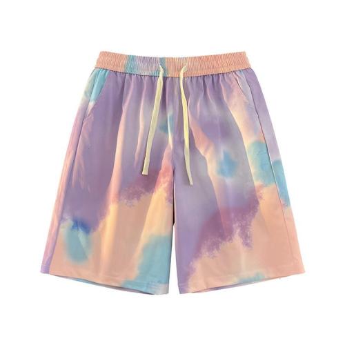 Casual plus size non-stretch tie-dye print drawstring shorts size run small