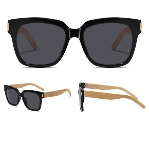 One pc new personality square frame bamboo polarized uv protection sunglasses