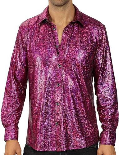 Stylish plus size non-stretch holographic breathable long-sleeved shirt#1