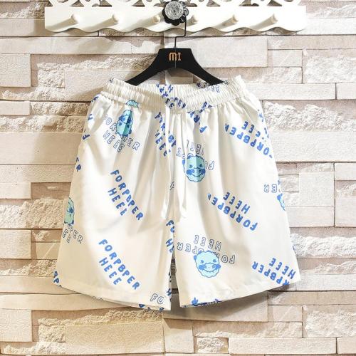 Casual plus size non-stretch letter print drawstring shorts size run small